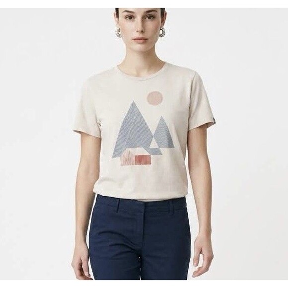 Typographia Other - Moncat Typographia Women’s Graphic T-Shirt Size M Beige Organic Cotton